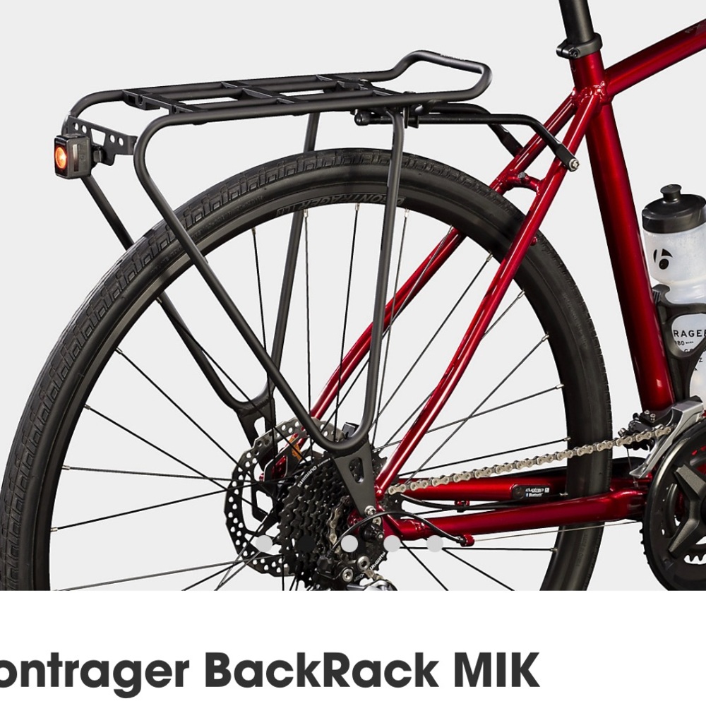 Bike rack, very practical to carry a bag or a milk box on the back.